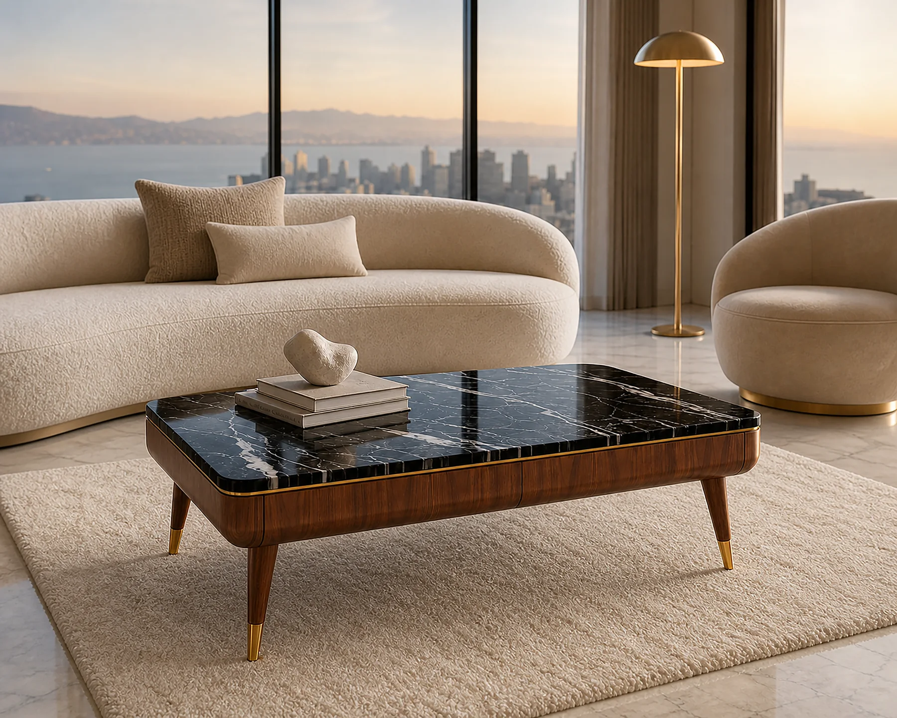 Rectangular coffee table in situ.