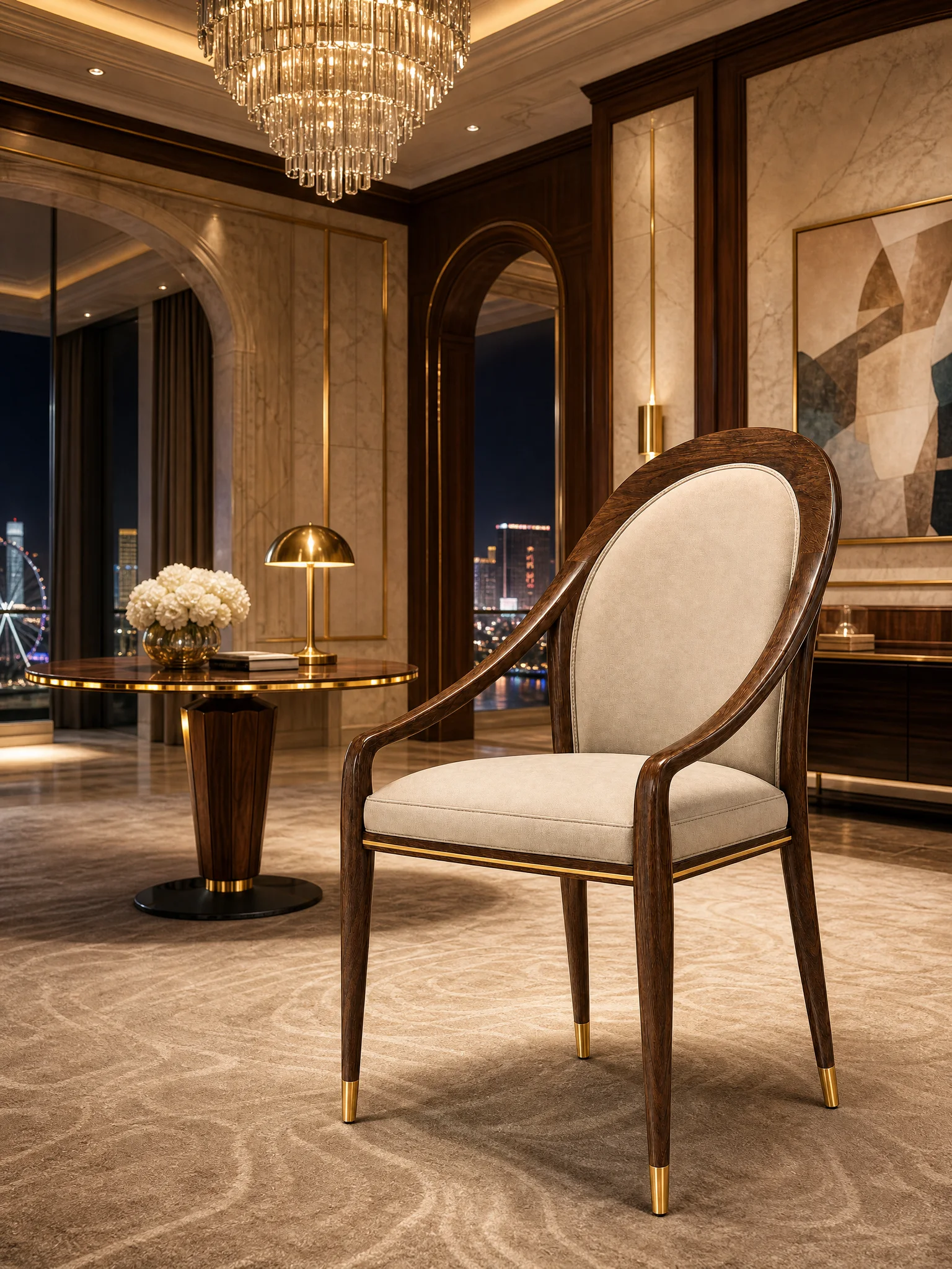 Dining chair in a dining room setting.