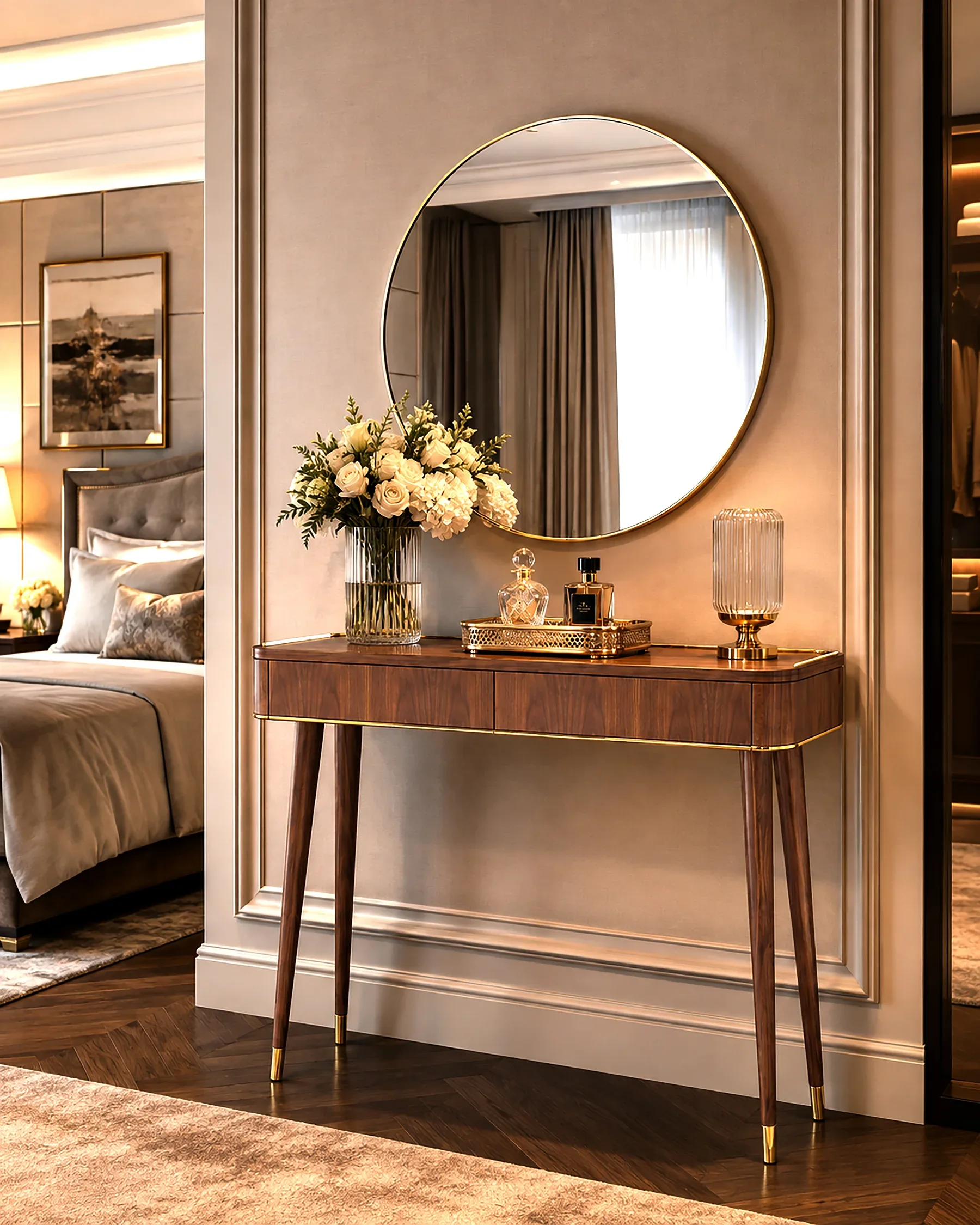 Console table with two drawers.