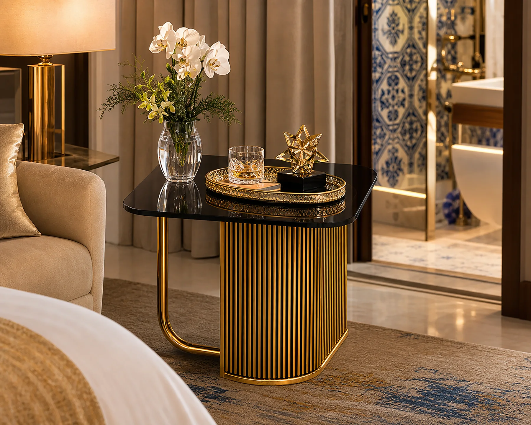 Side table in a luxury interior.