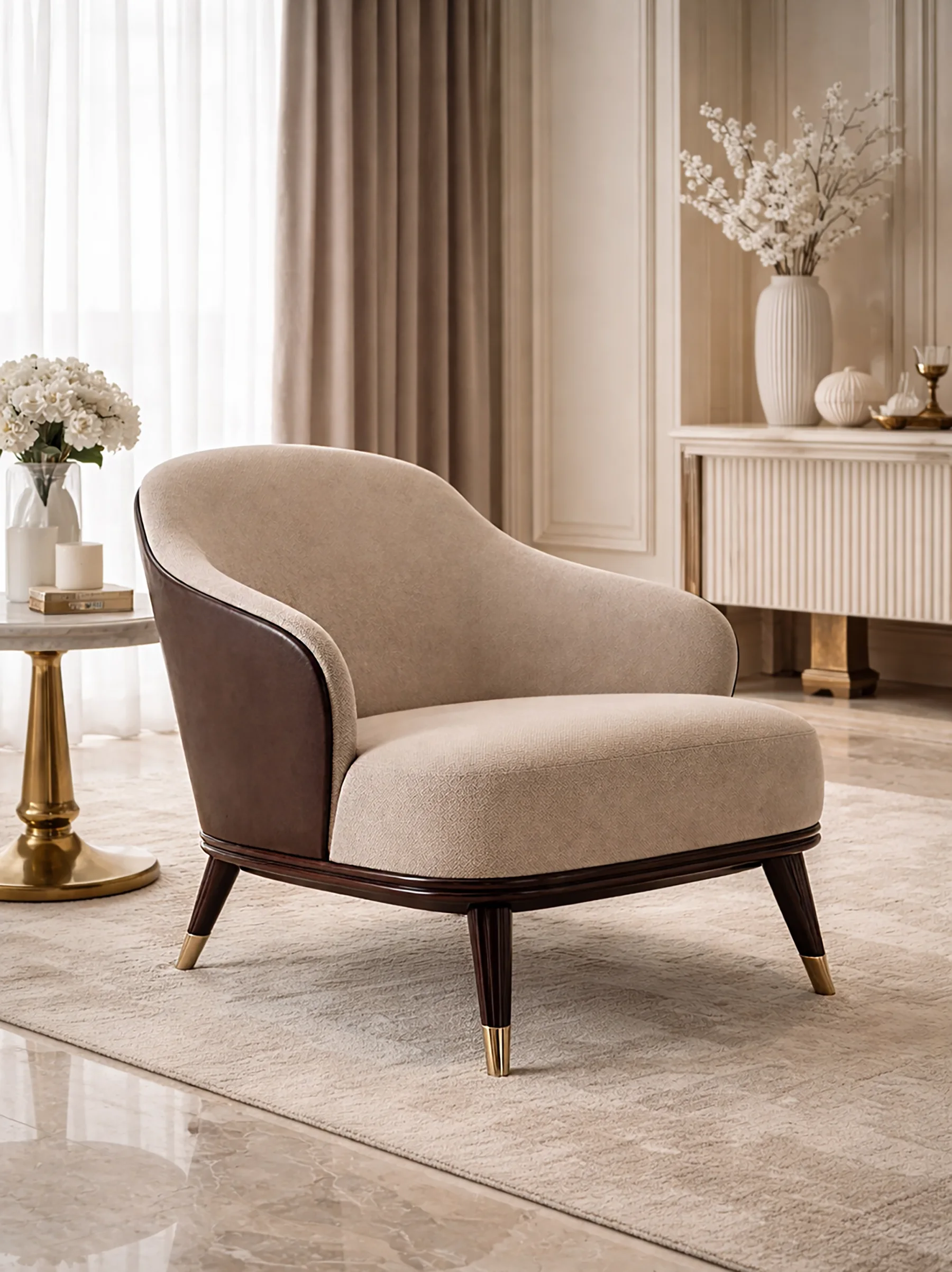 Armchair in a styled interior.