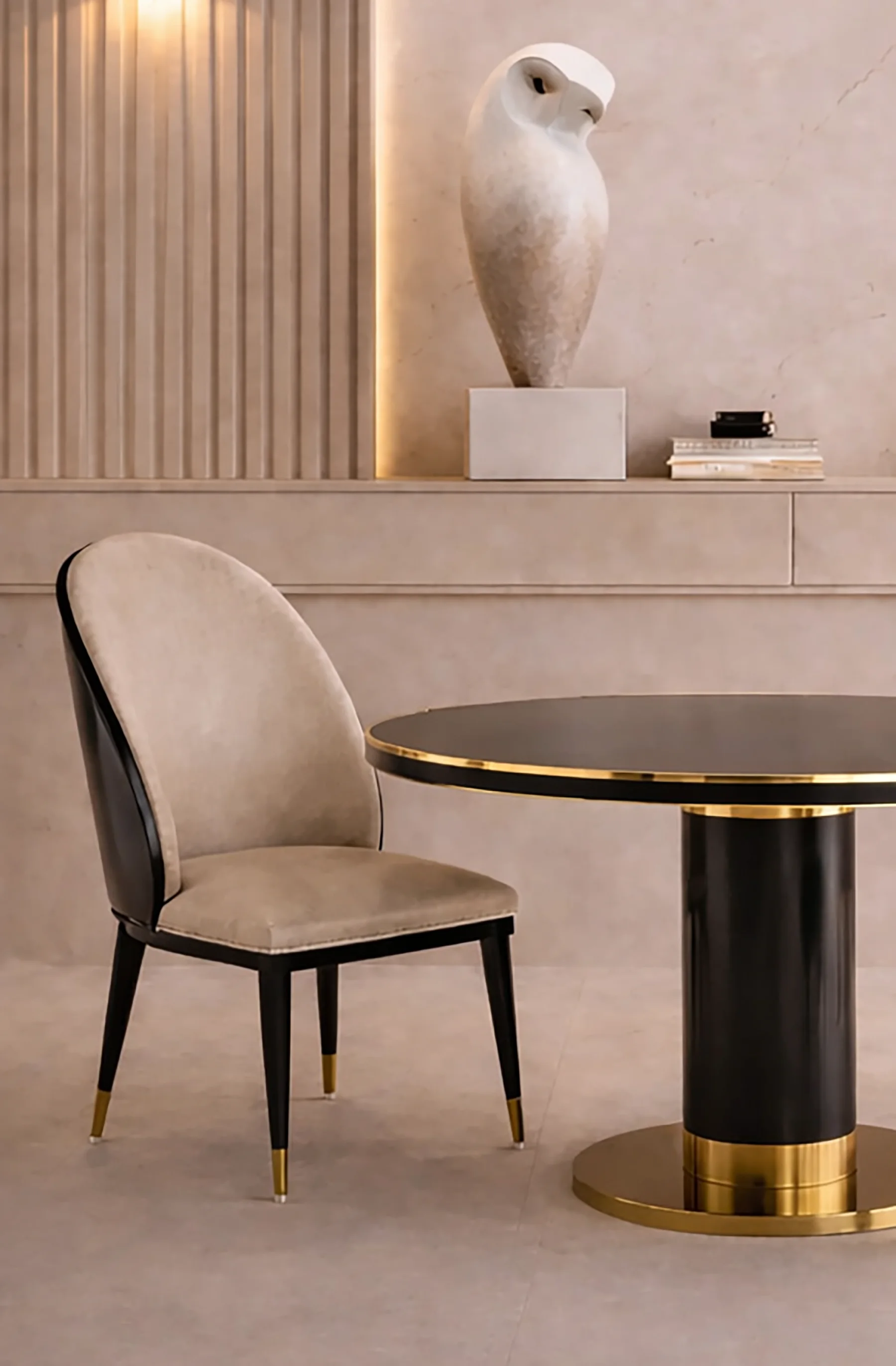Dining chairs in a dining room setting.
